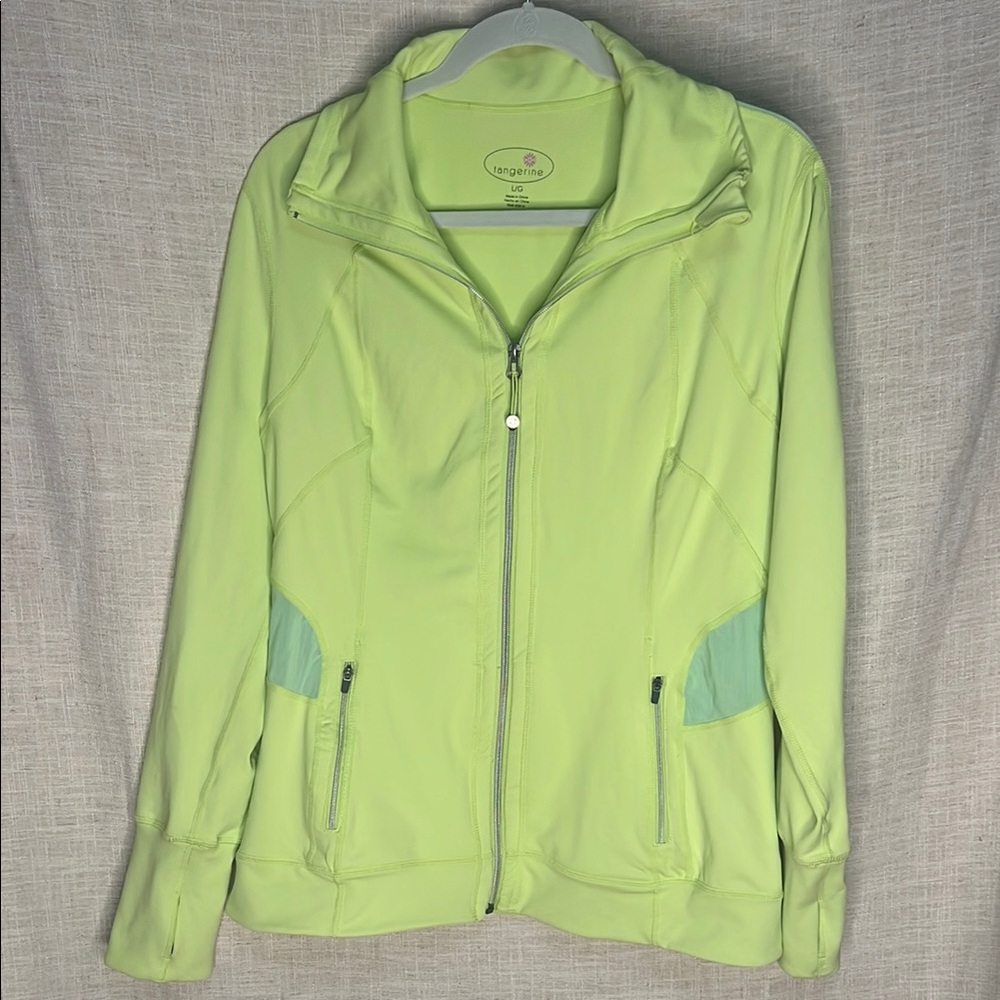 Lime Green Lightweight Performance Zip-Up Workout Jacket by tangerine size large